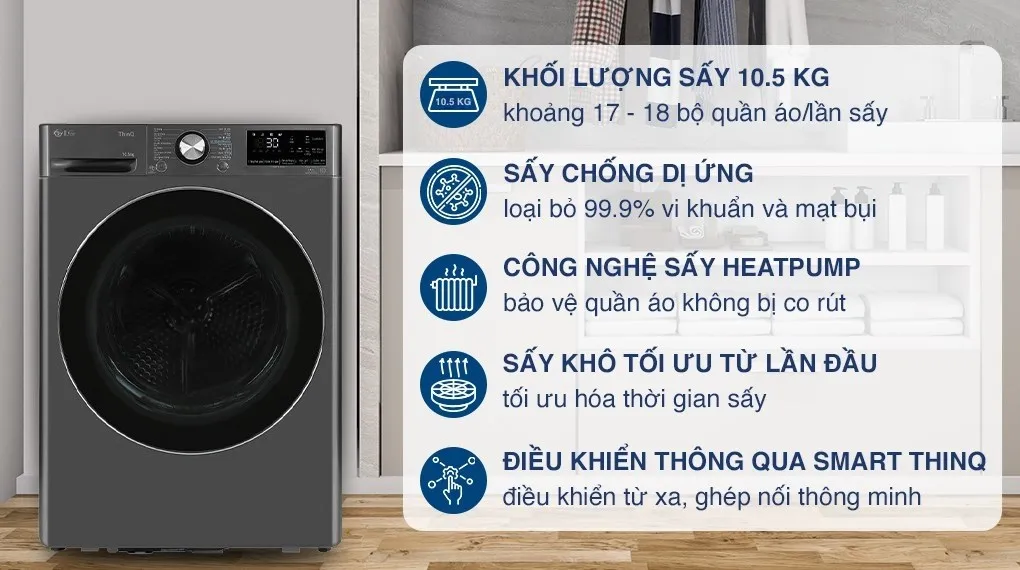Máy sấy LG 10.5 kg DVHP50B