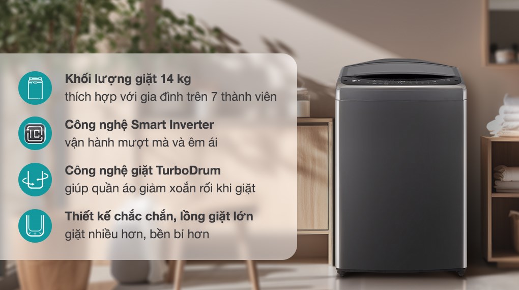 Máy giặt LG TurboDrum Inverter 14 kg T2514VBTB