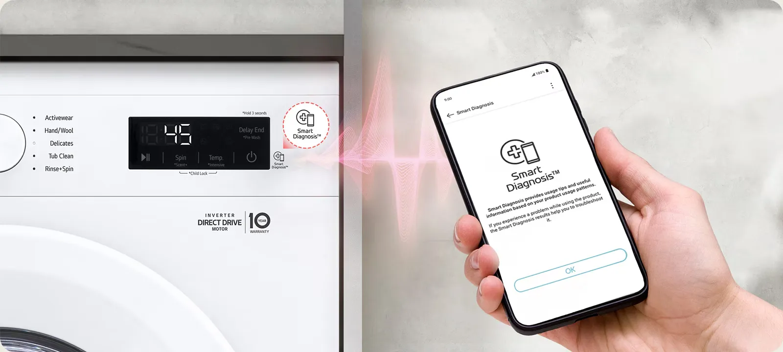 Máy giặt lồng ngang LG AI DD™ 9kg trắng FB1209S6W1