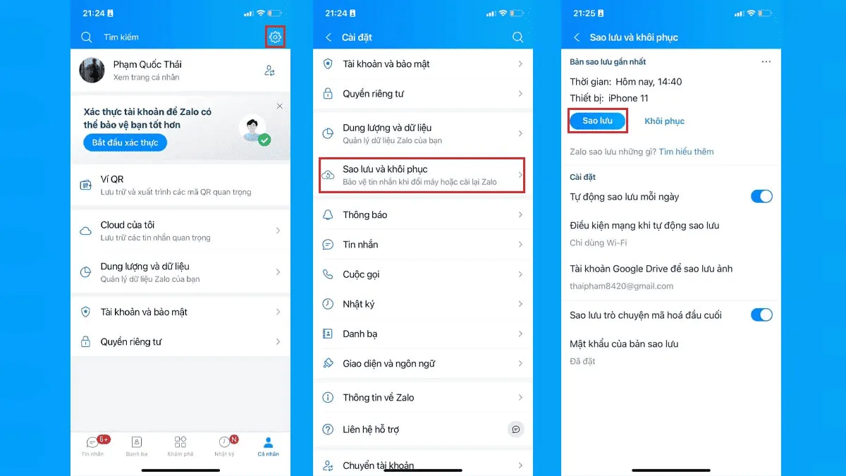 khôi phục tin nhắn zalo
